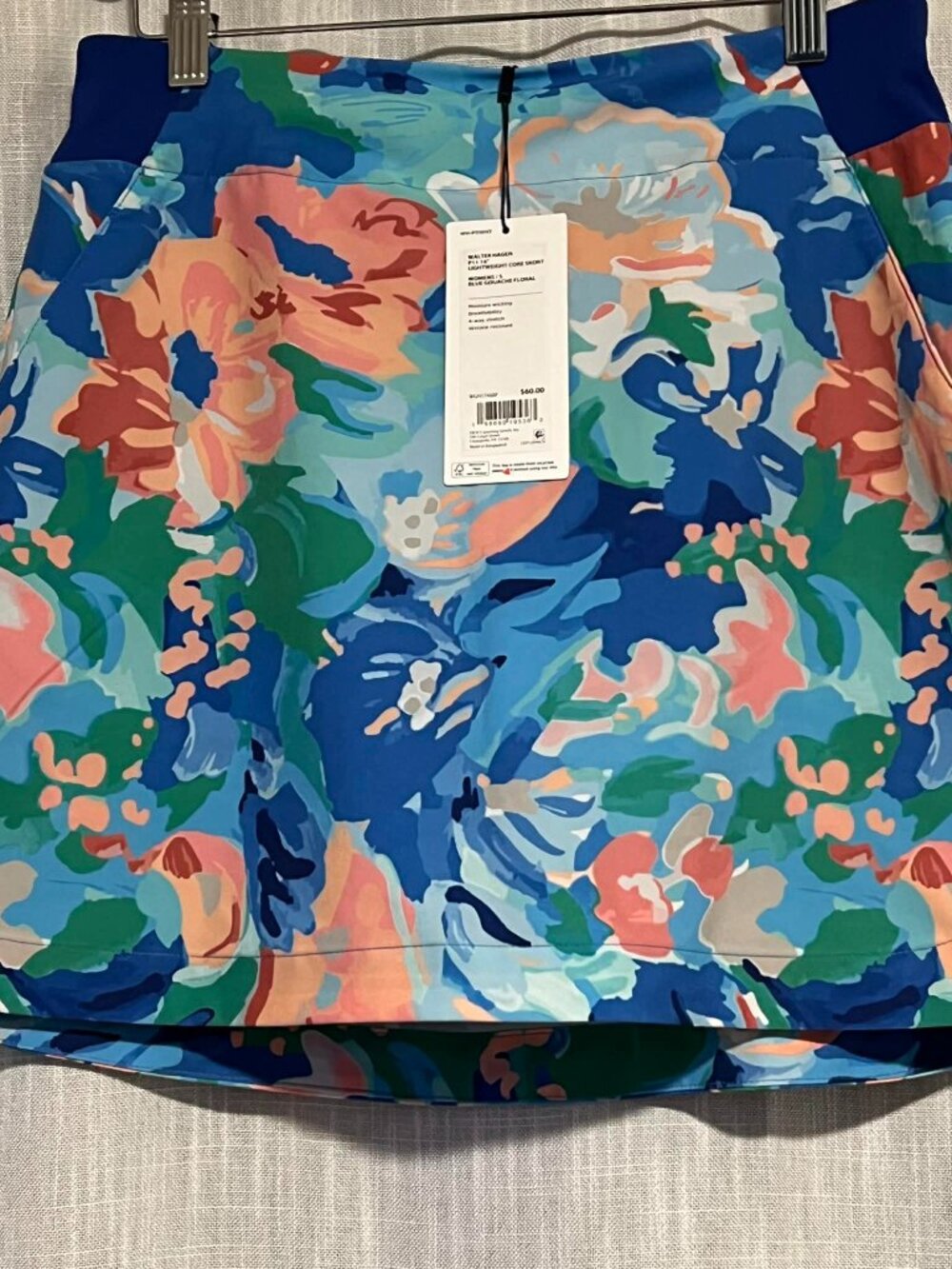 NWT Walter Hagen Pull-On Skort Blue Gouache Floral Size S